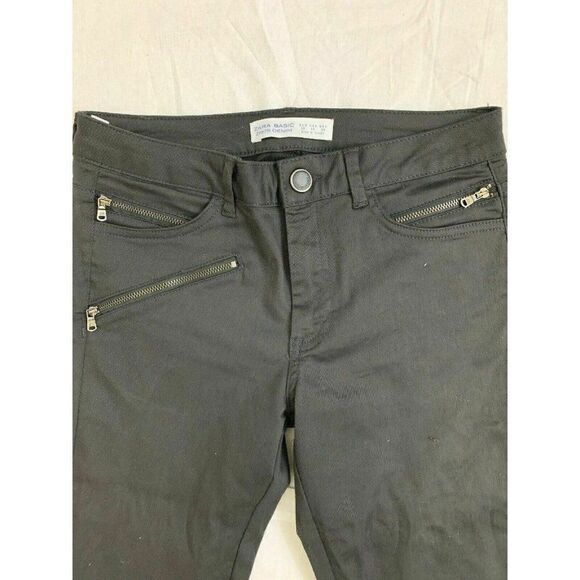 Zara Womens Solid Charcoal Dark Gray Skinny Jeans Pants Mid Rise Size 4 - Picture 3 of 6